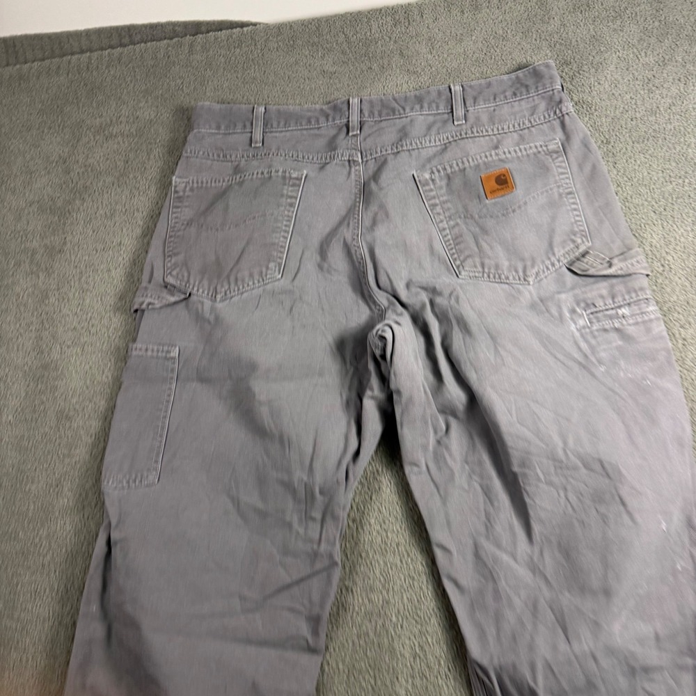 Carhartt B159 CHR Loose Fit Carpenter Pants Grey Canvas Work Trousers 36x30